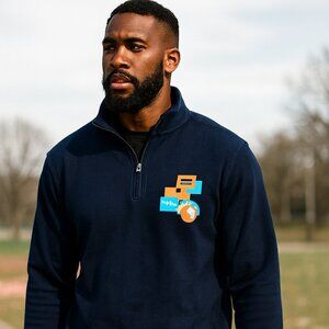 Port Authority Men M Fleece Lined 1/4 Zip Pullover G2 Logo Mock Neck Long Sleeve